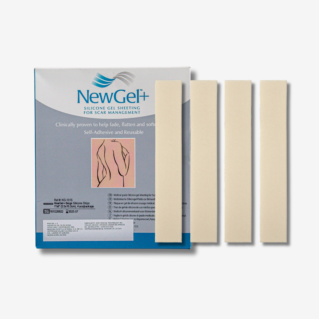 Tiras de Silicón Beige NewGel+ con 4 pzas de 2.5cm x 15.2cm c/u